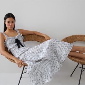 LUG VON SIGA Maxi Dress in White with Black Dot Print